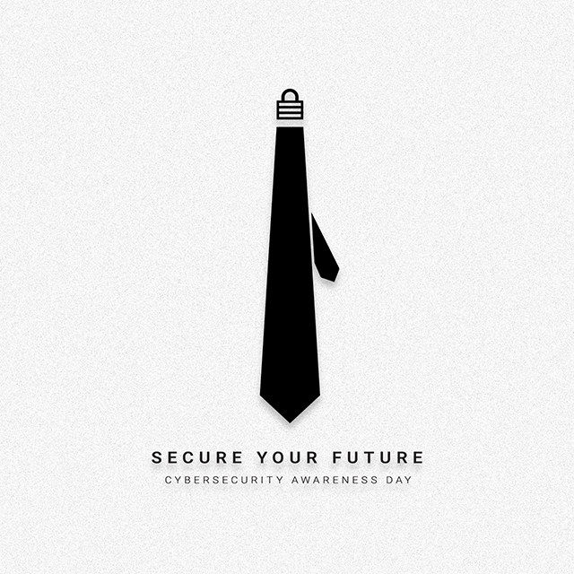 Cybersecurity Awareness Day, Secure your future, logo. Necktie with a lock for the knot.